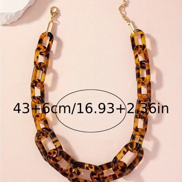 Tortoiseshell Chain Link Necklace - Picture 5 of 6